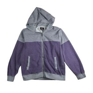 Vintage Surf Y2K Quiksilver Boy's Zip Hoodie Sweater Purple L 16-18
